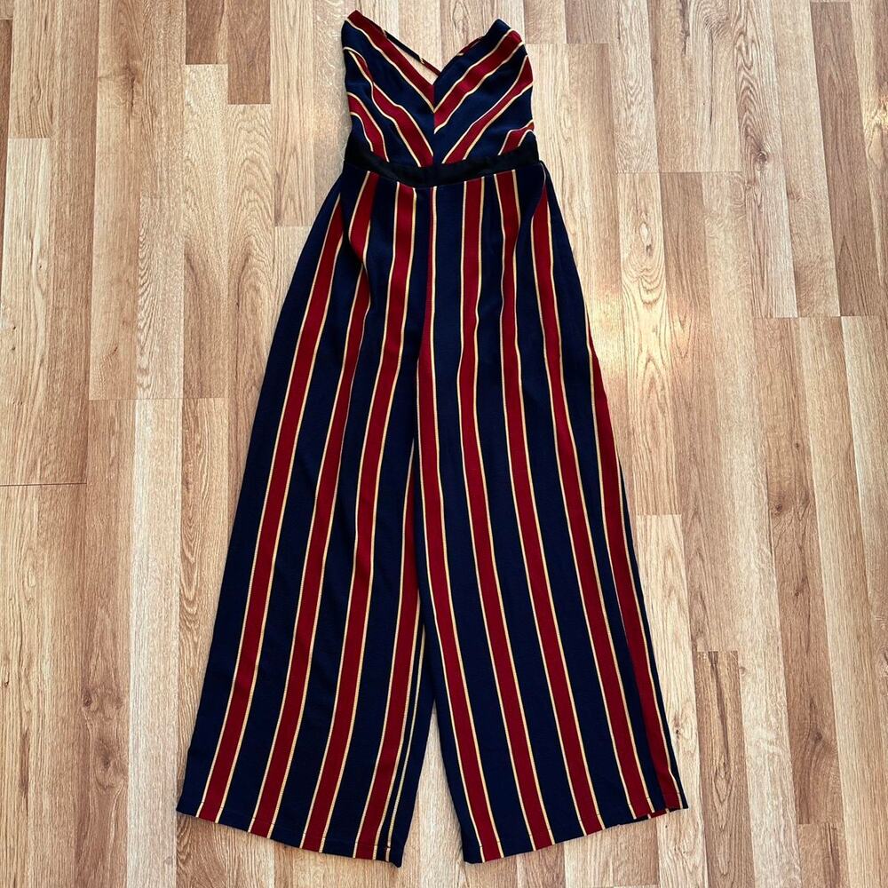 Navy and Red Striped Jumpsuit